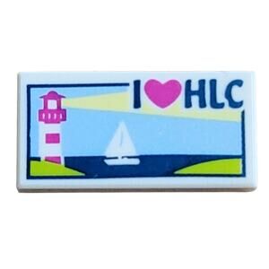 LEGO Postcard I Love HLC‎ 1x2 Tile White 3069pb0382 Friends Replacement Parts